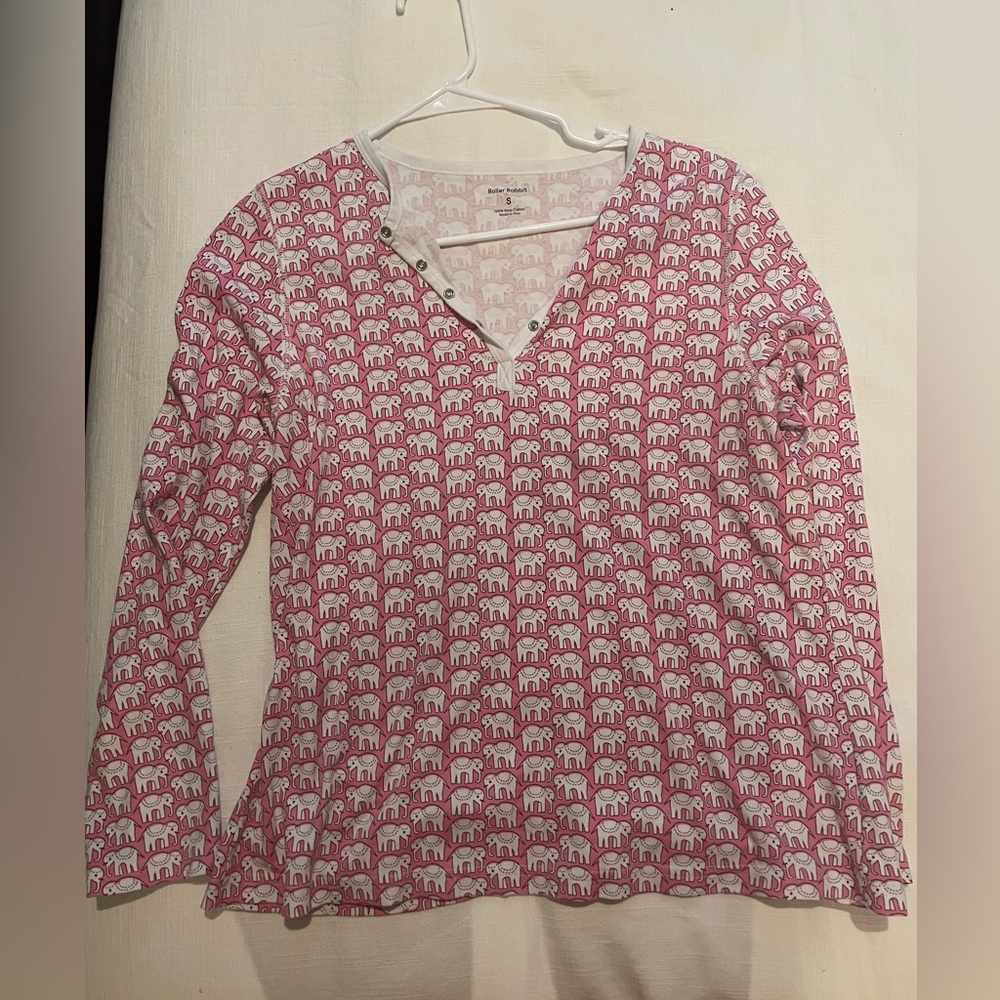 Roller Rabbit long sleeve pink elephant set